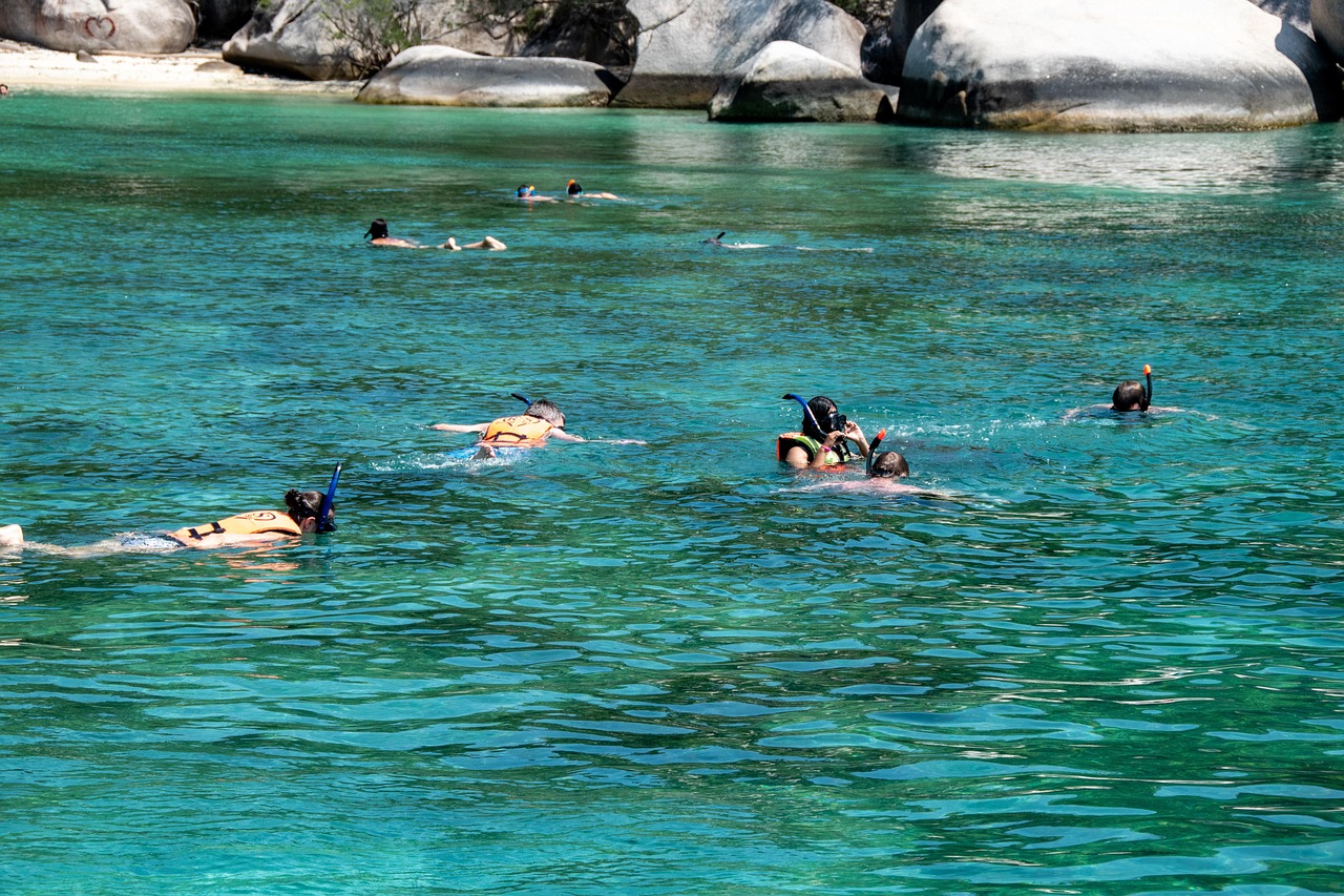 Complete snorkel set with mask, snorkel and fins